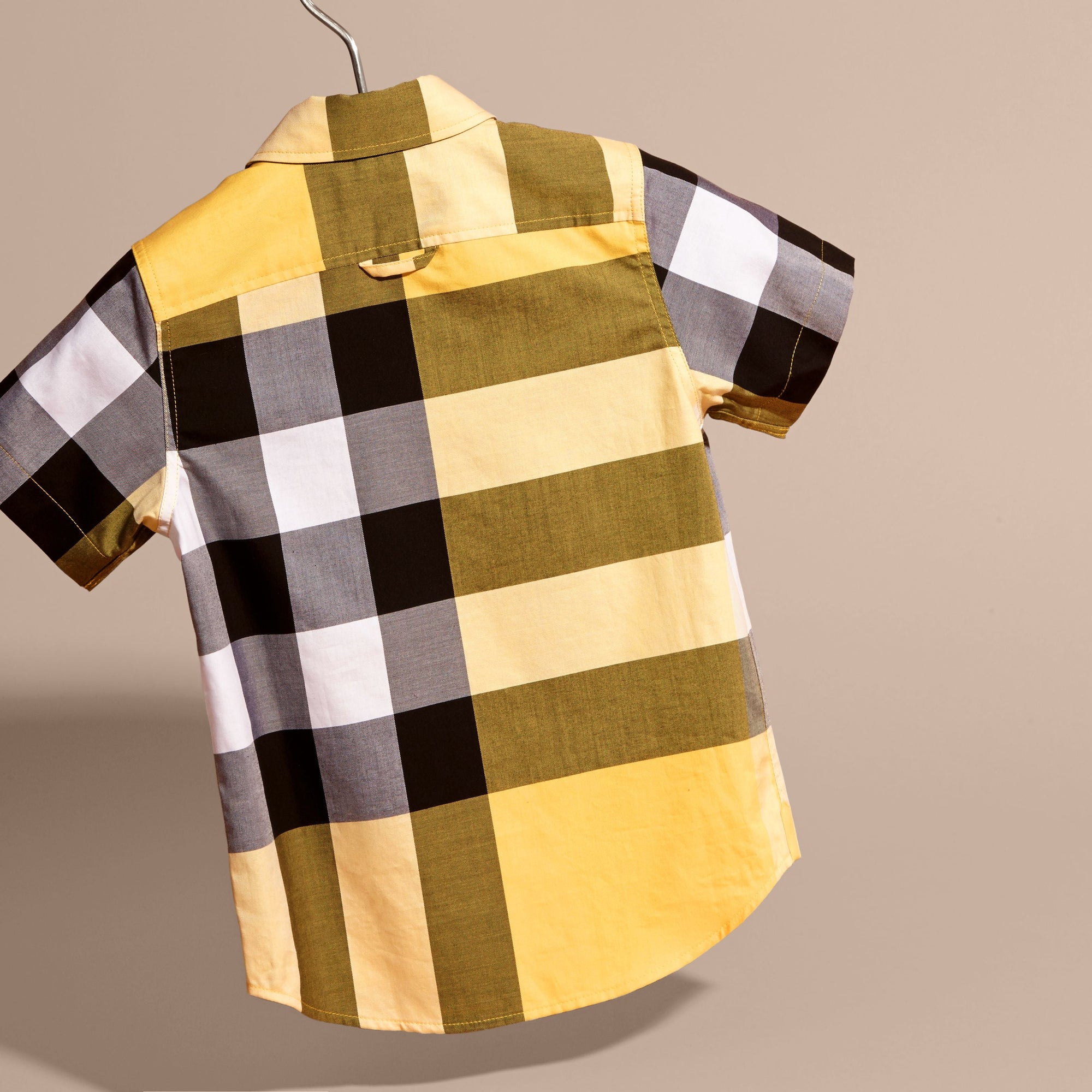 Chemise en coton à manches courtes avec motif check - Bright Yellow