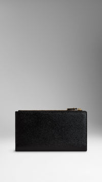 Portefeuille continental en cuir London verni - Black