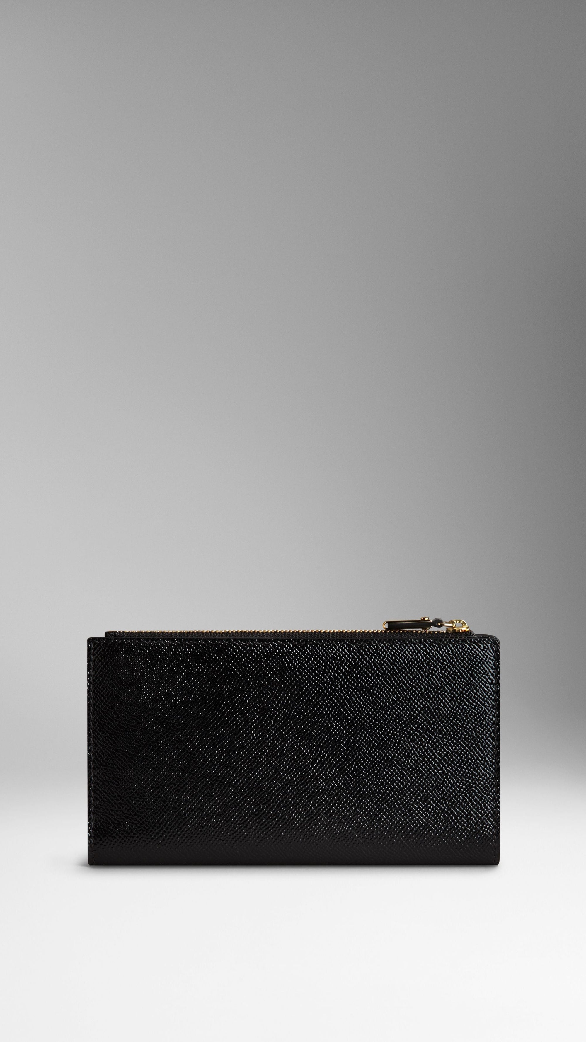 Portefeuille continental en cuir London verni - Black