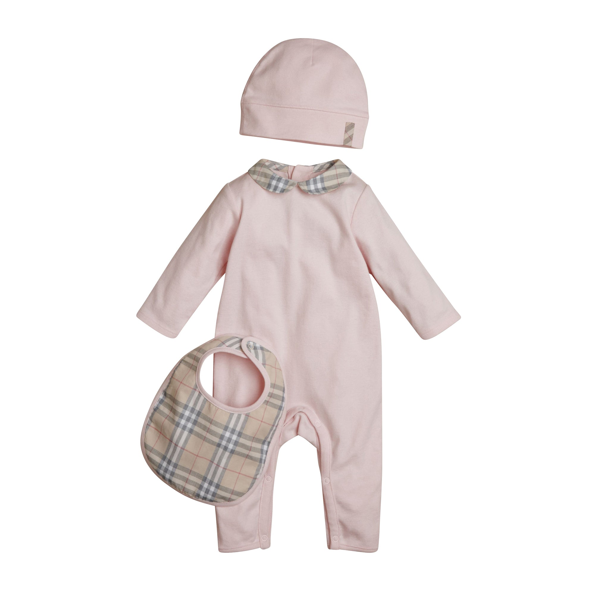 Set cadeau trois pièces pour bébé en coton - Ice Pink
