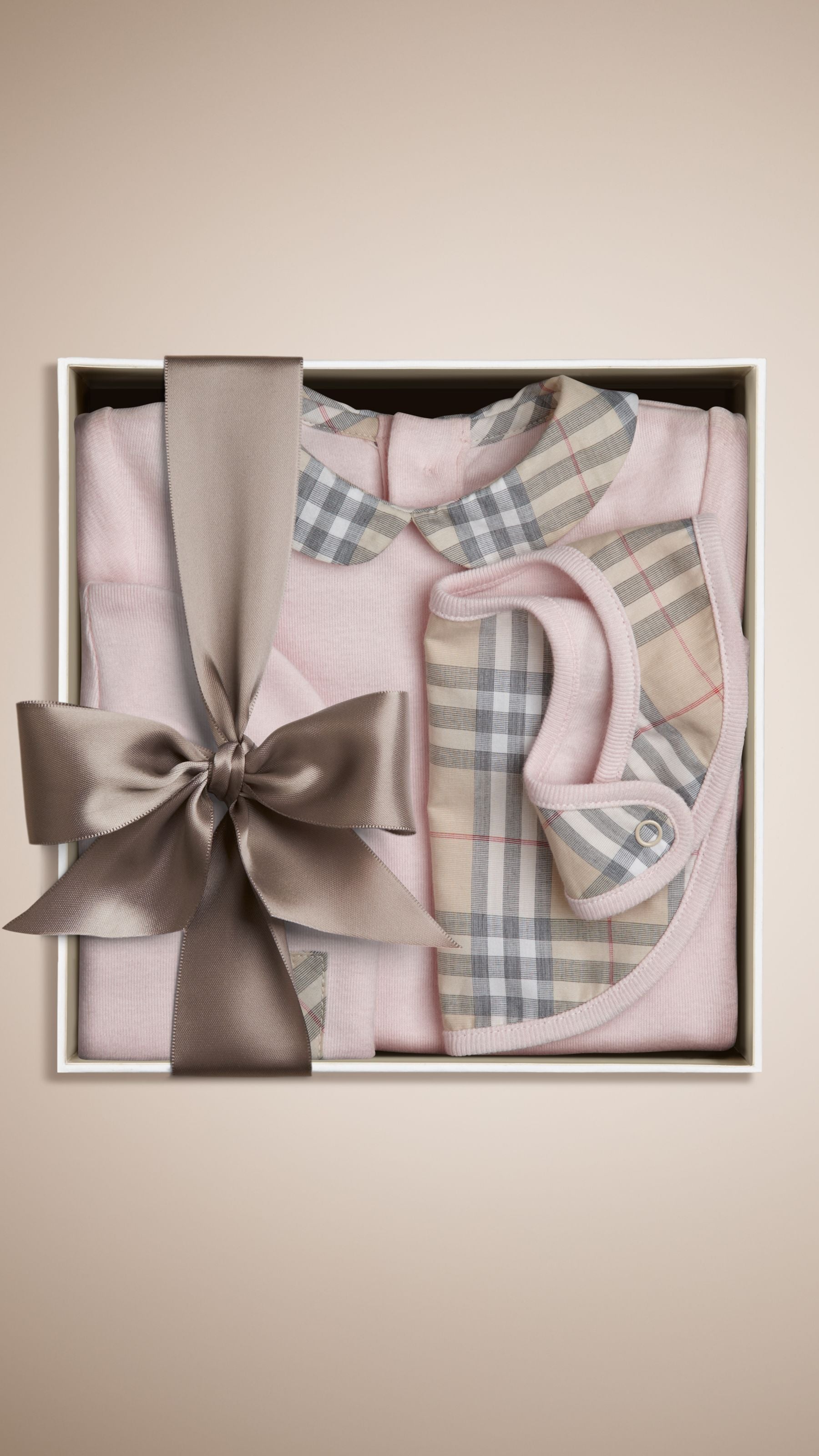 Set cadeau trois pièces pour bébé en coton - Ice Pink