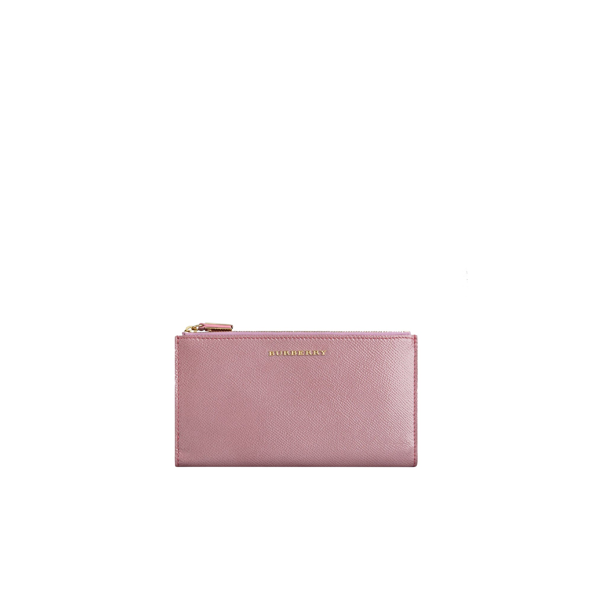 Portefeuille continental en cuir London verni - Pink Heather