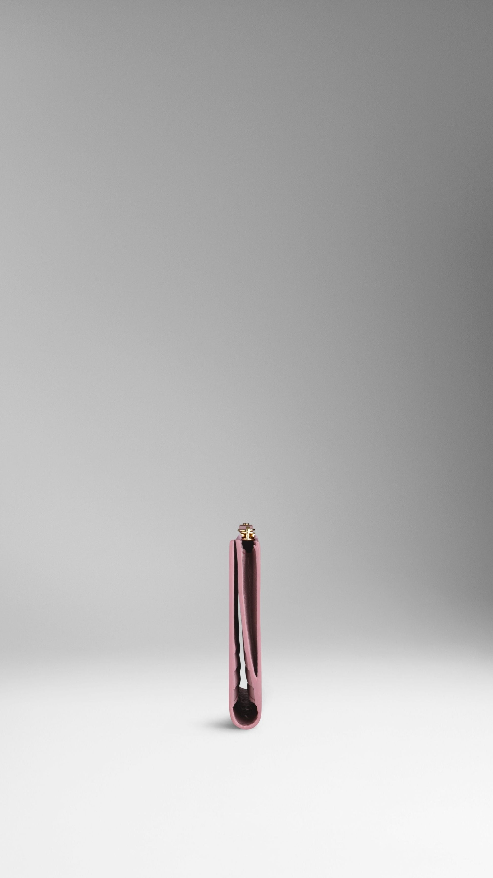 Portefeuille continental en cuir London verni - Pink Heather