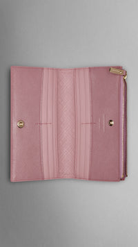 Portefeuille continental en cuir London verni - Pink Heather