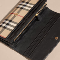 Portefeuille continental Horseferry check avec éléments en cuir - Black