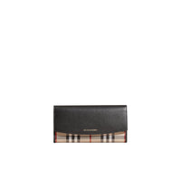 Portefeuille continental Horseferry check avec éléments en cuir - Black