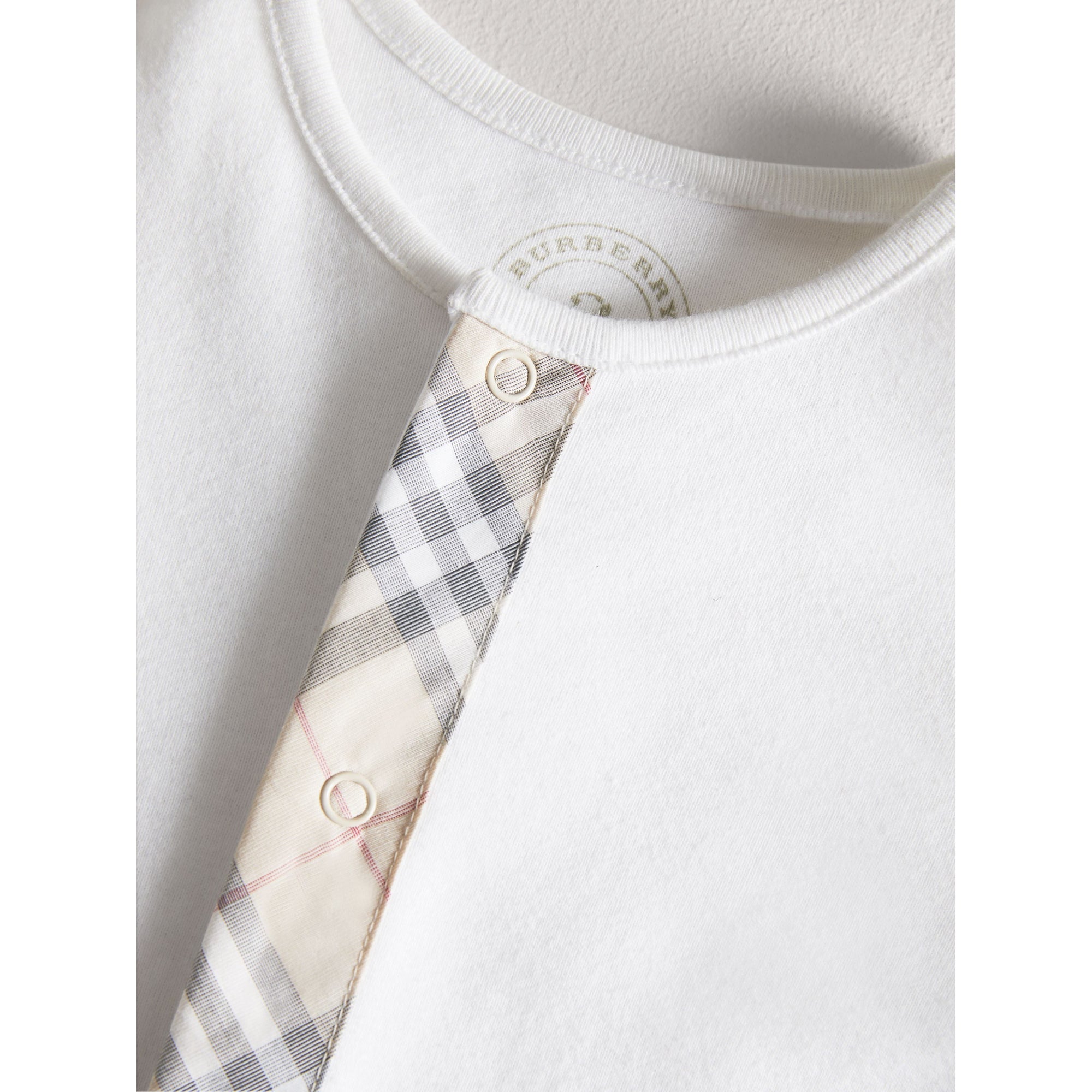 Combinaison en coton avec garnitures à motif check - White