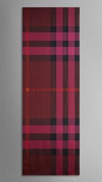 Foulard en satin de soie à motif check - Deep Claret