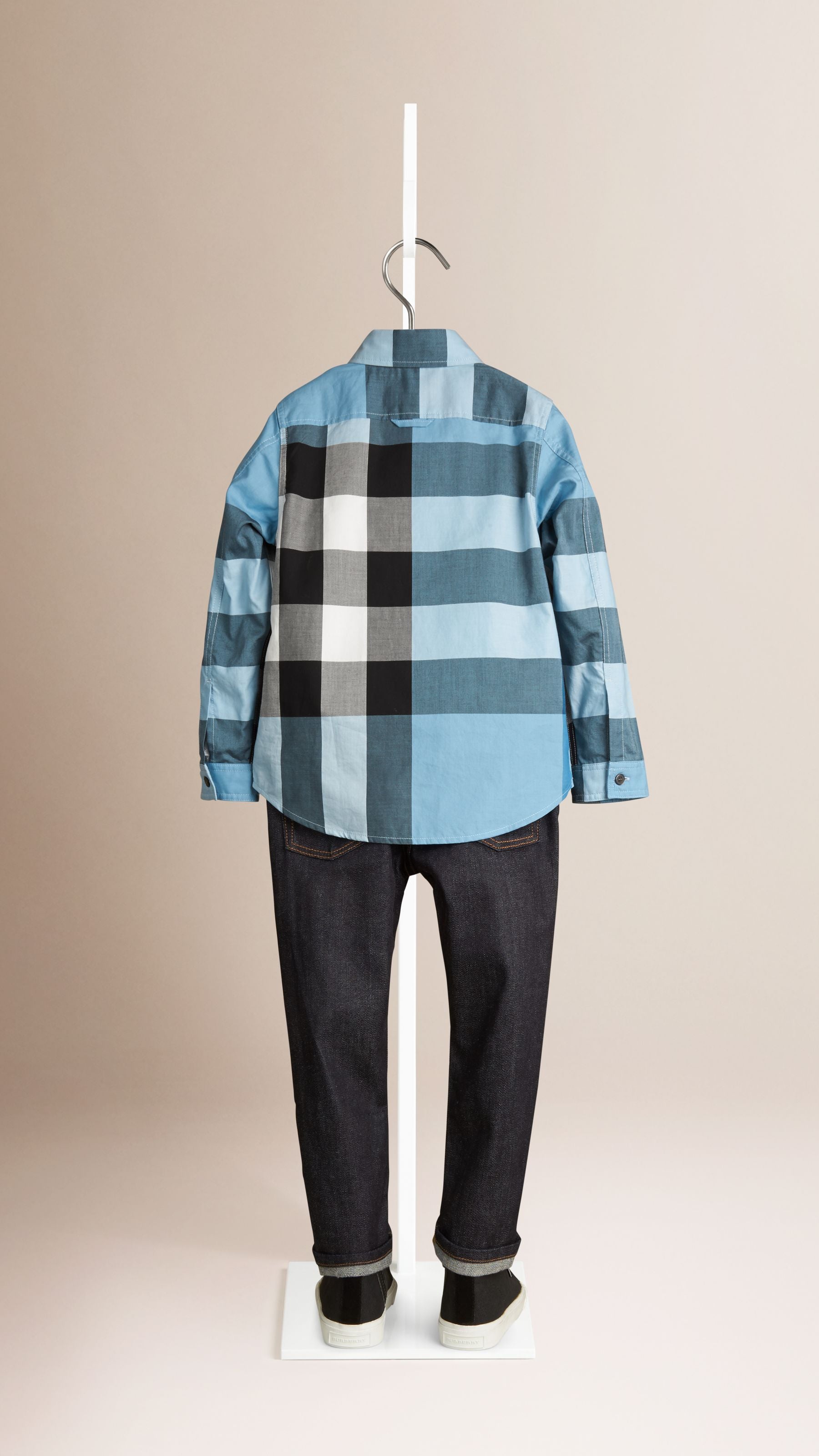 Chemise en coton à motif check - Pale Blue