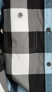 Chemise en coton à motif check - Pale Blue