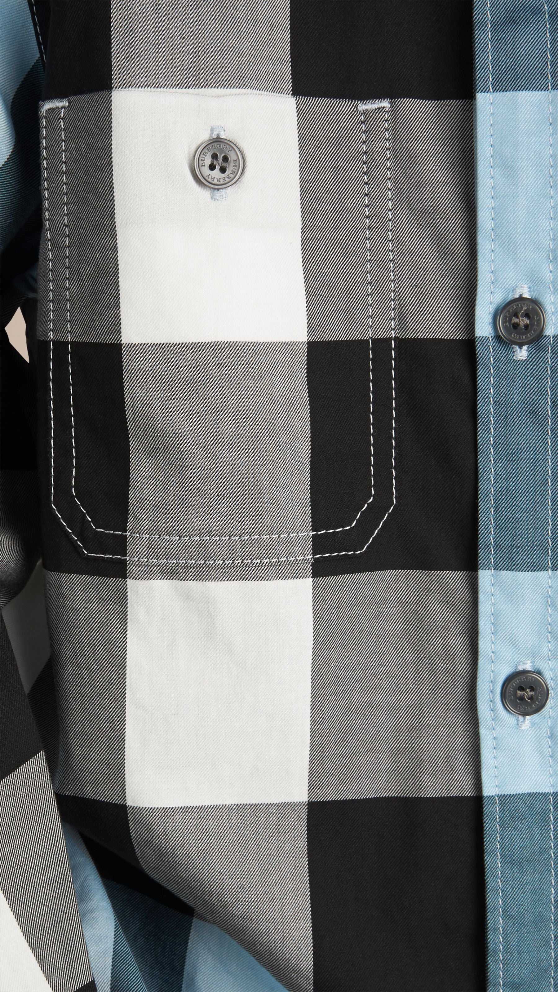 Chemise en coton à motif check - Pale Blue