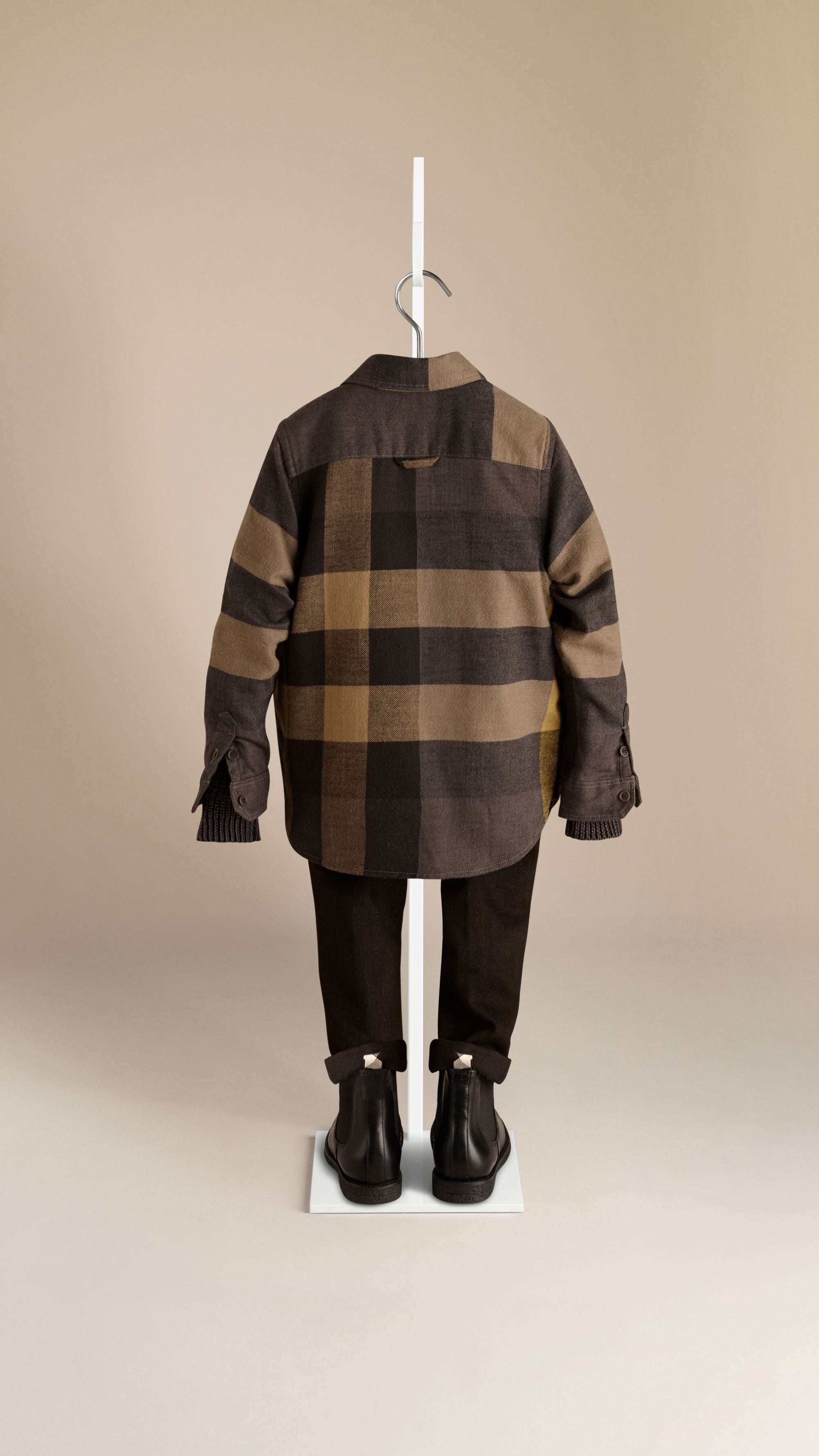 Chemise en sergé de coton check - Storm Grey