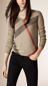 Pull en laine et cachemire avec touches de check - New Classic Check