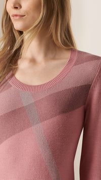 Pull en laine et cachemire avec éléments check - Pale Rose Pink