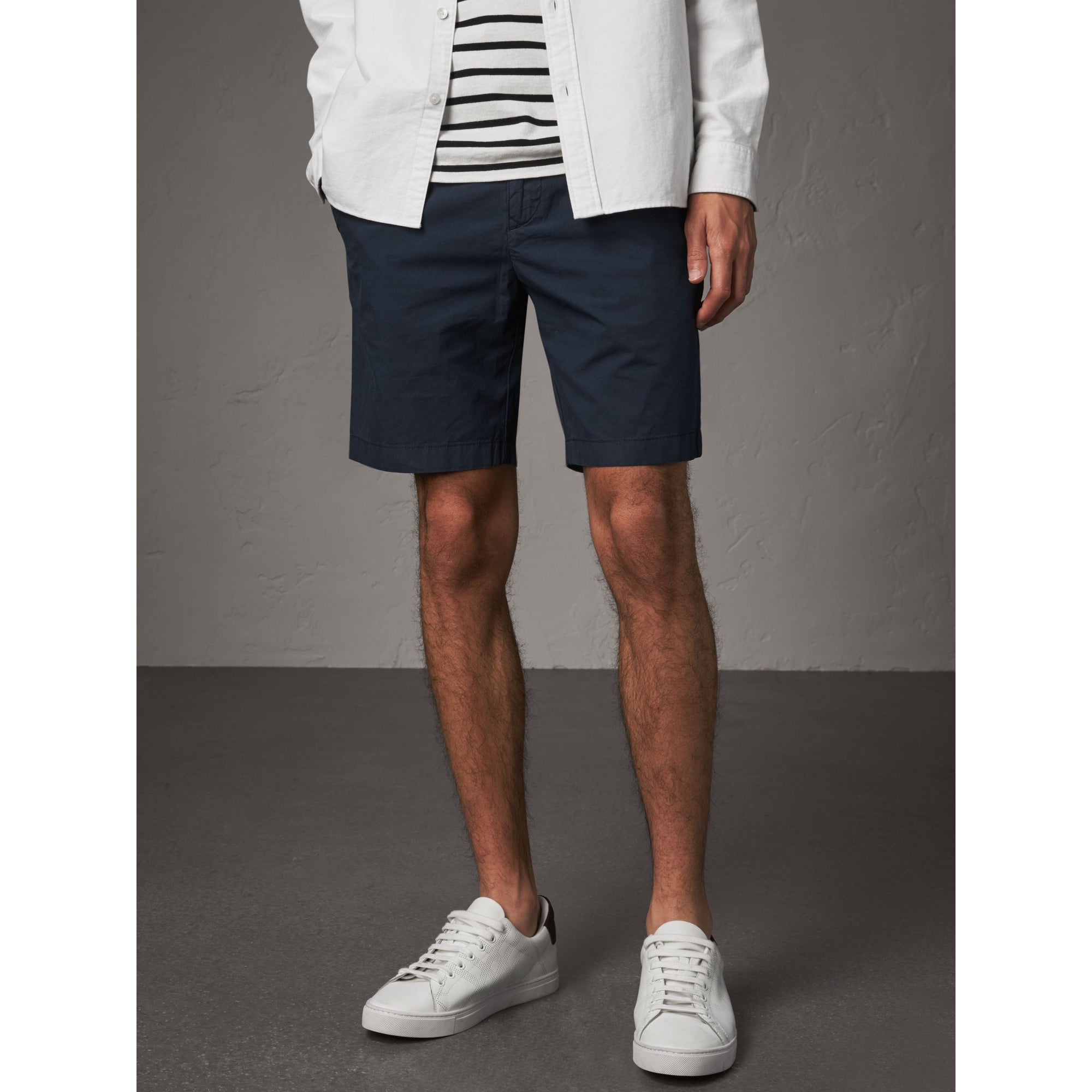 Short chino en popeline de coton - Indigo