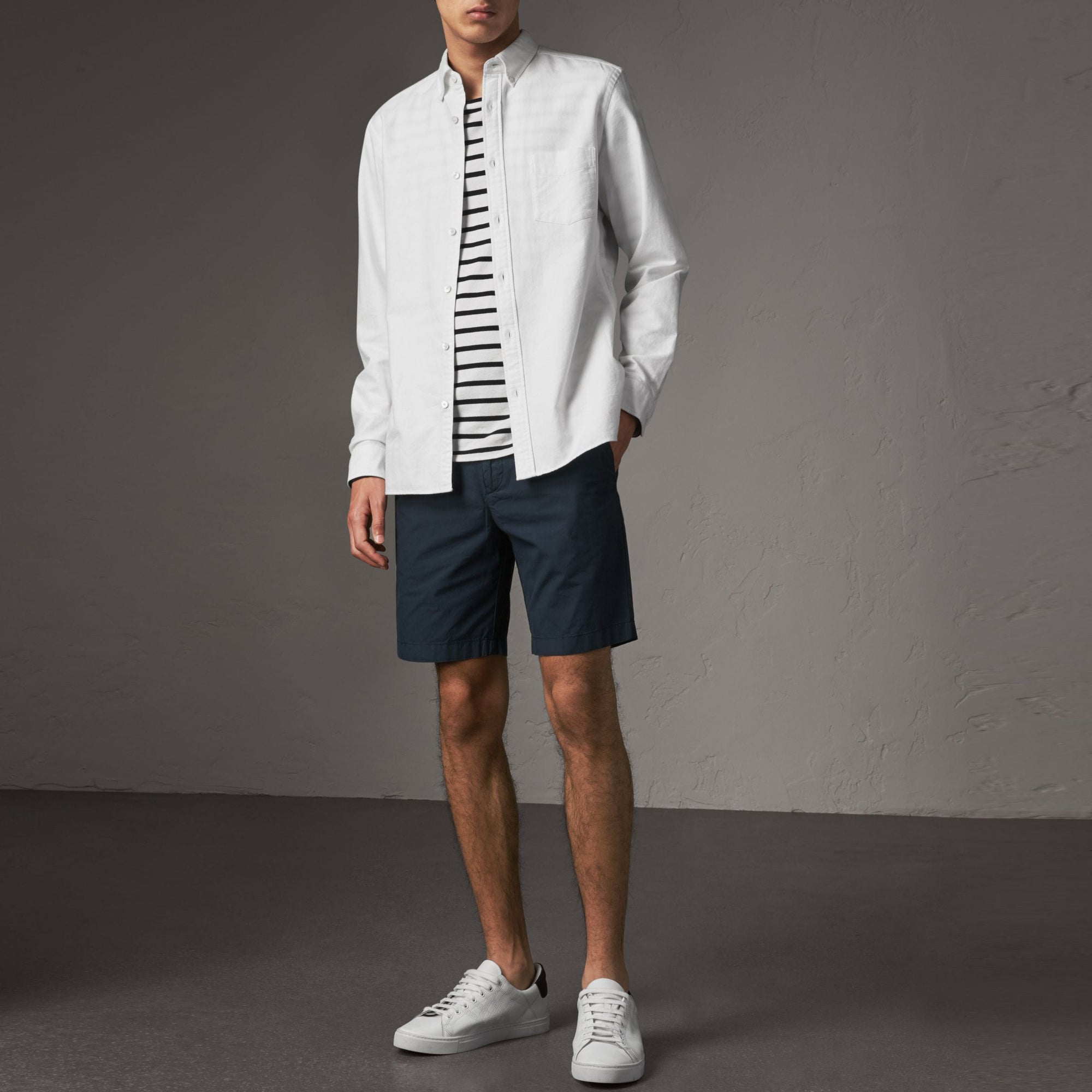 Short chino en popeline de coton - Indigo
