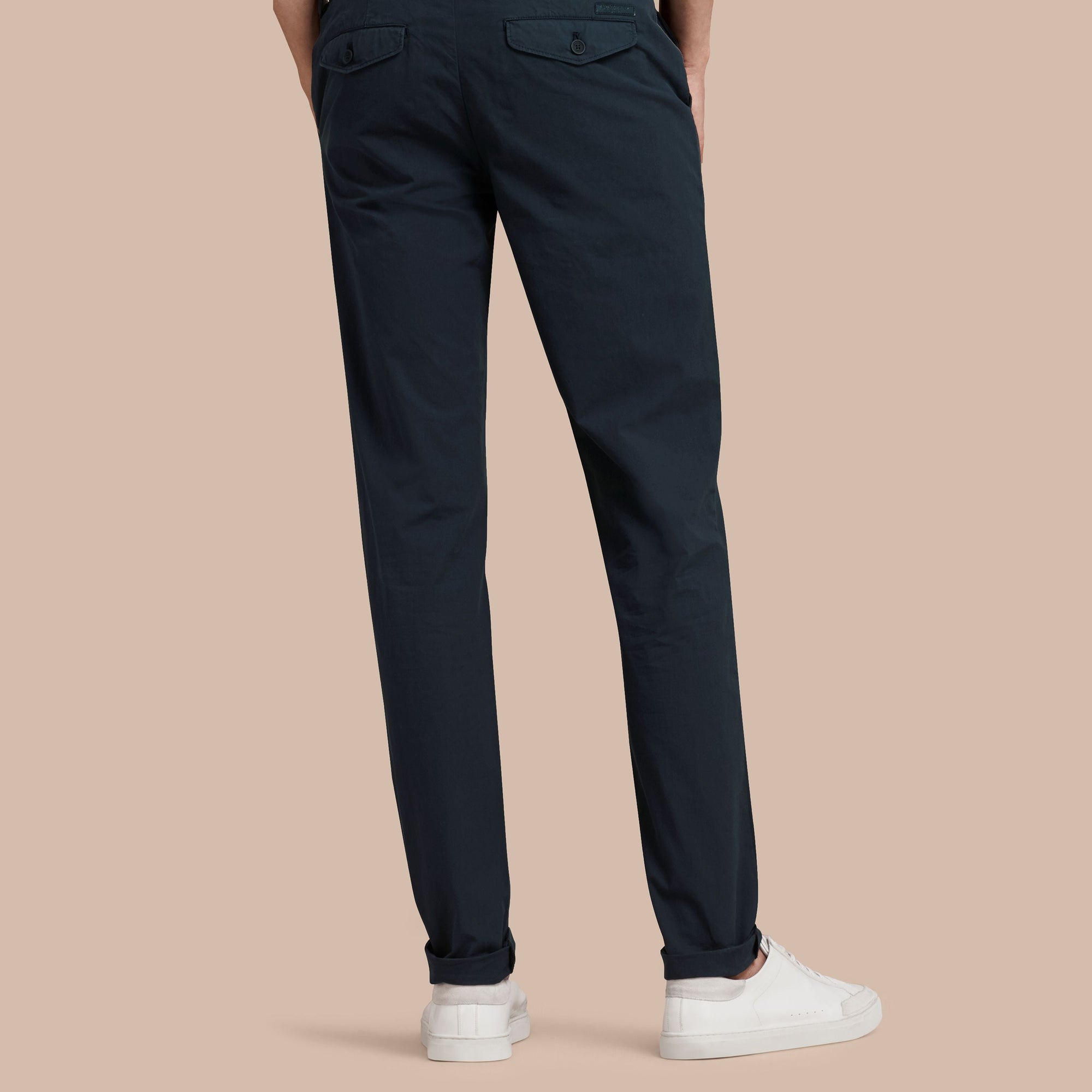 Chino slim en popeline de coton - Indigo