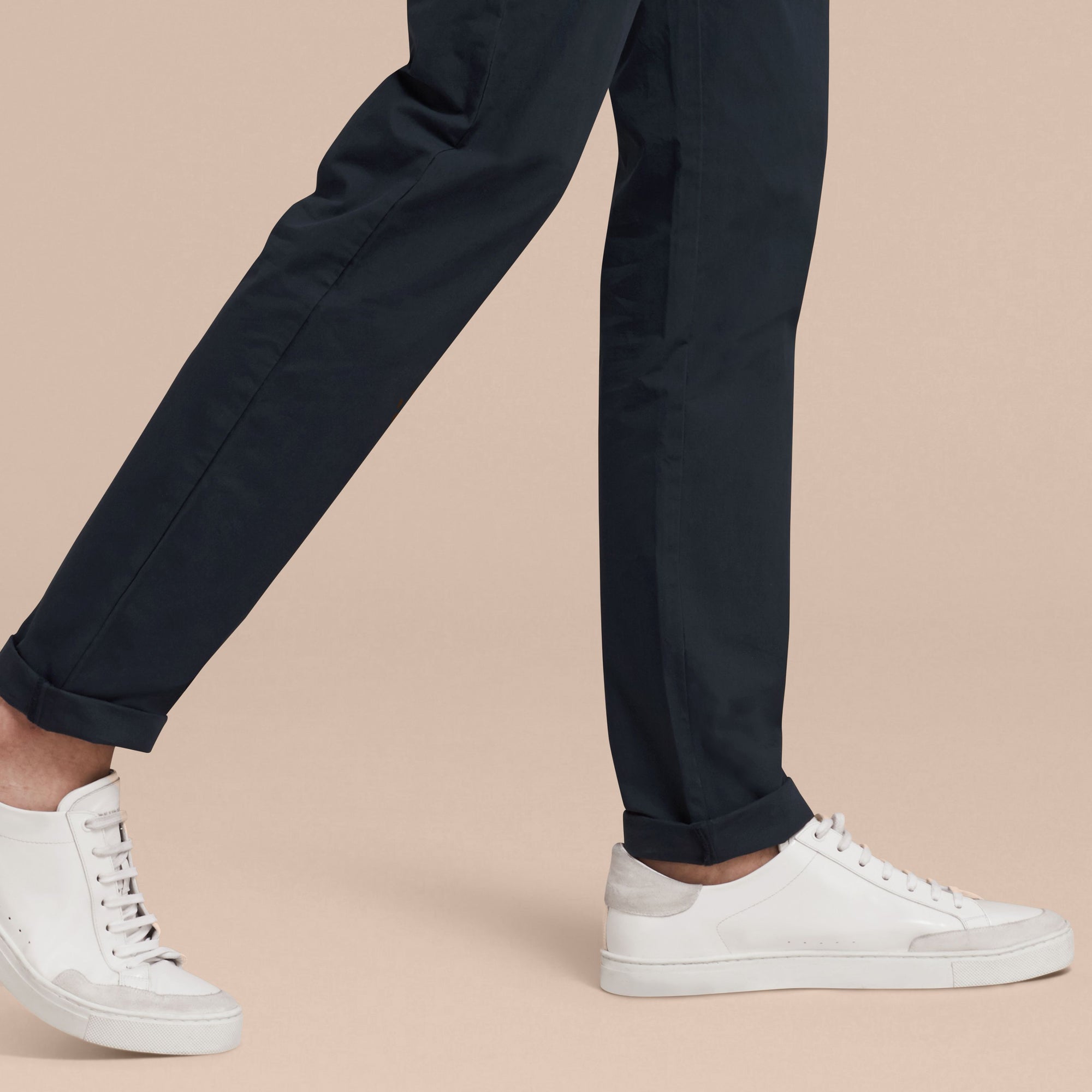 Chino slim en popeline de coton - Indigo