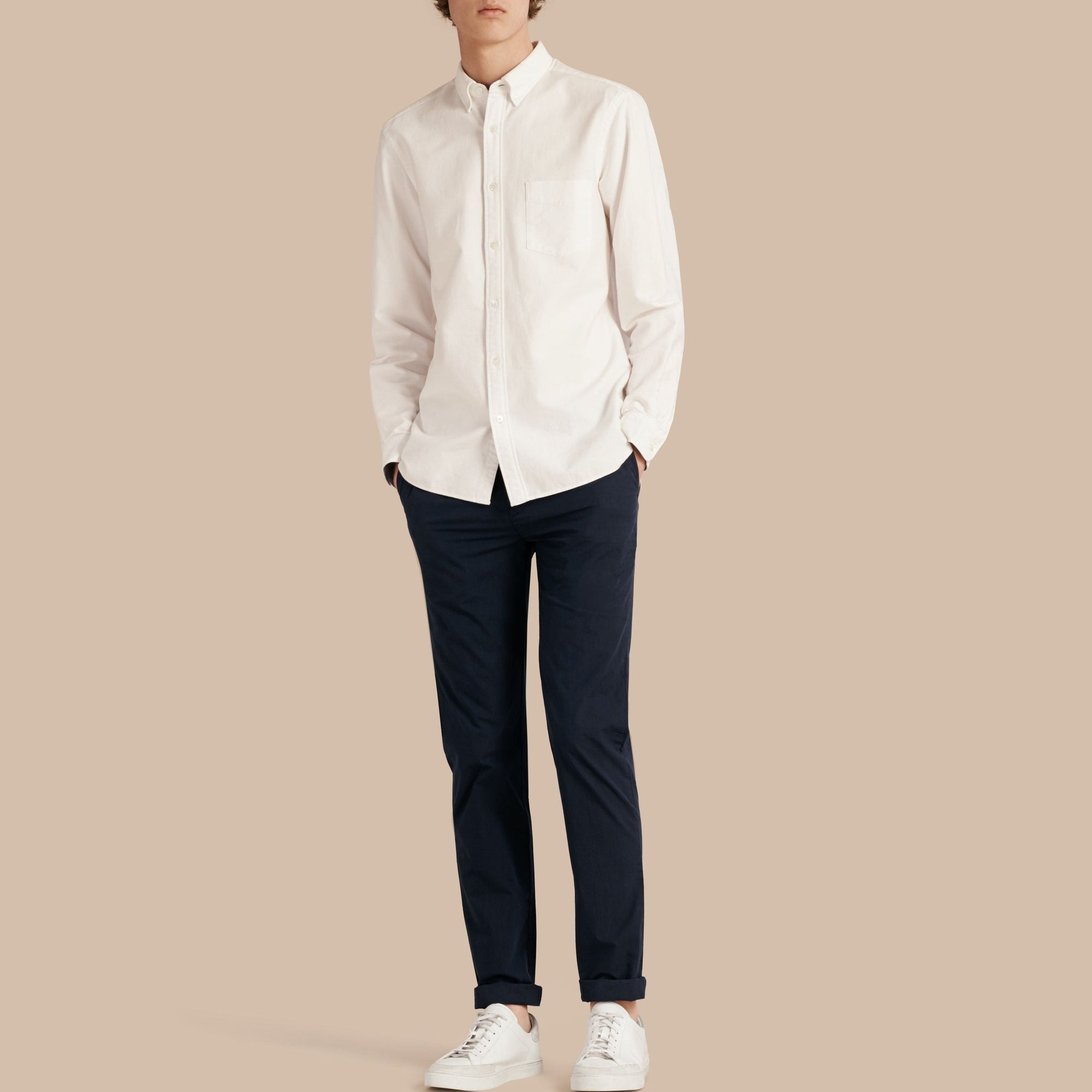 Chino slim en popeline de coton - Indigo