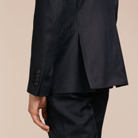 Costume ajusté en laine vierge œil-de-perdrix Travel Tailoring - Navy