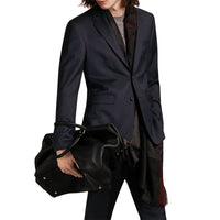 Costume ajusté en laine vierge œil-de-perdrix Travel Tailoring - Navy