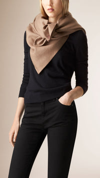 Poncho en laine doublé du motif check - Smoked Trench Check