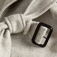 Manteau portefeuille ceinturé en laine - Pale Grey Melange