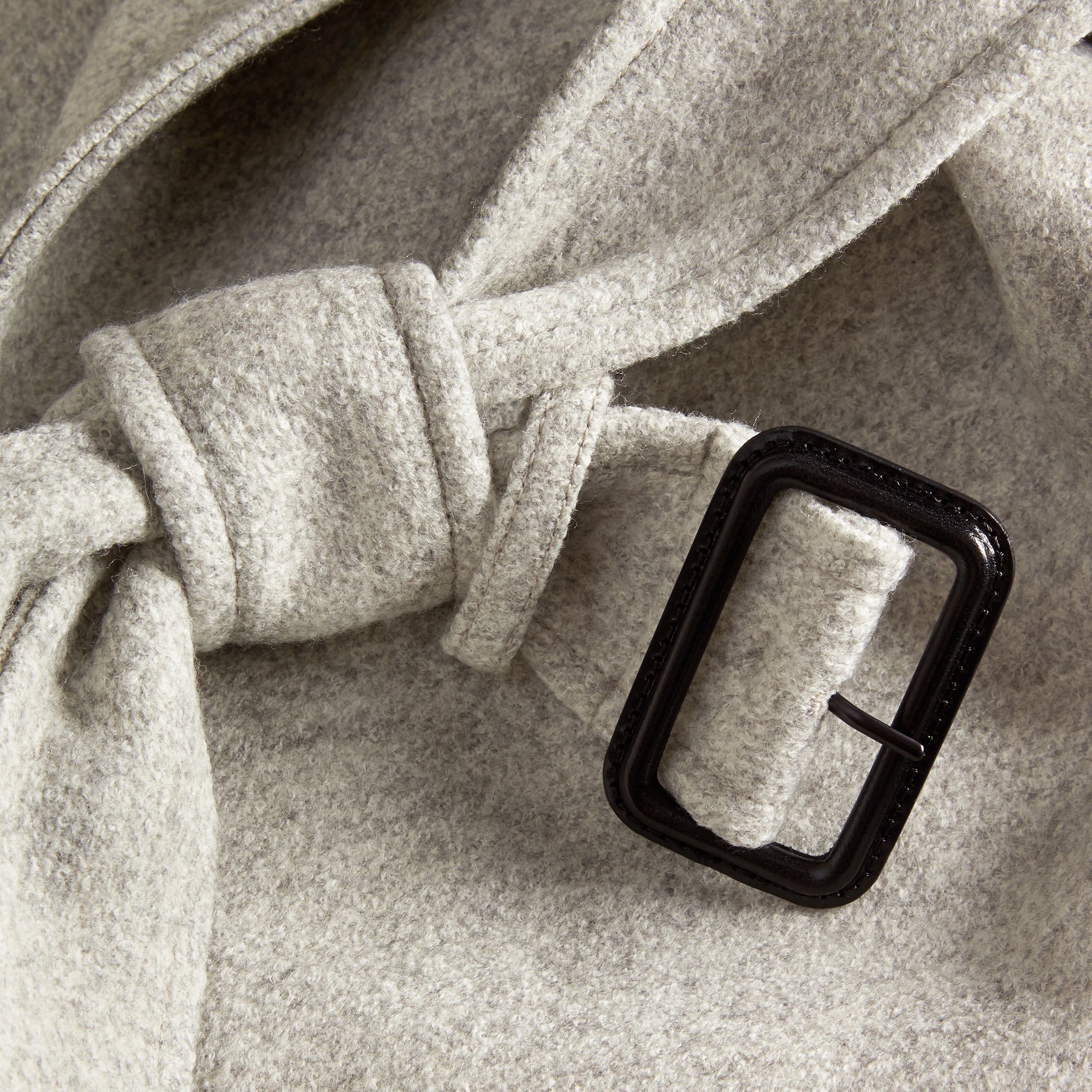 Manteau portefeuille ceinturé en laine - Pale Grey Melange