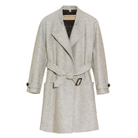 Manteau portefeuille ceinturé en laine - Pale Grey Melange