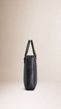 Attaché-case en cuir London avec bandoulière - Black