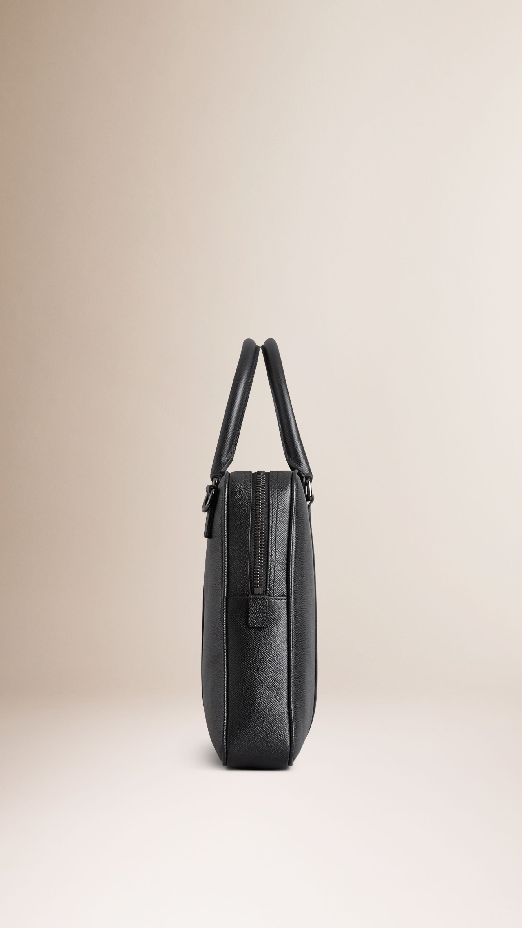 Attaché-case en cuir London avec bandoulière - Black