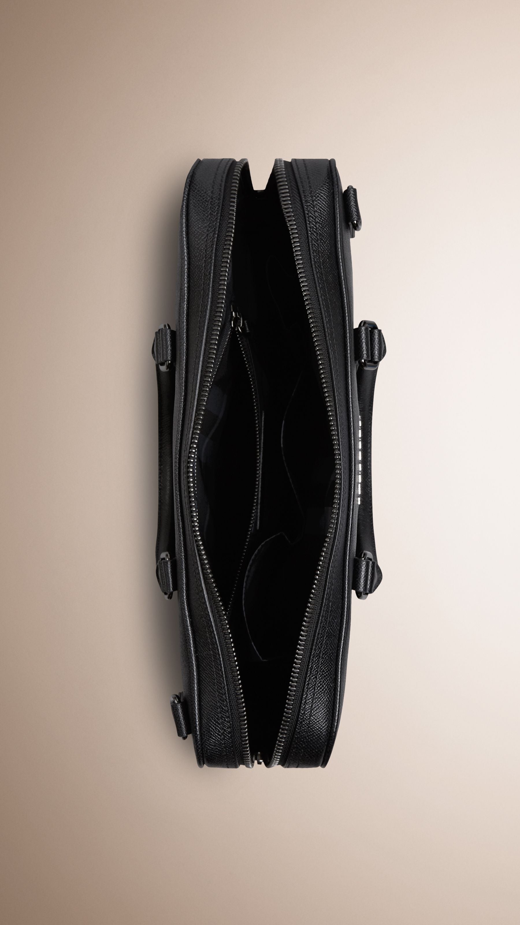 Attaché-case en cuir London avec bandoulière - Black