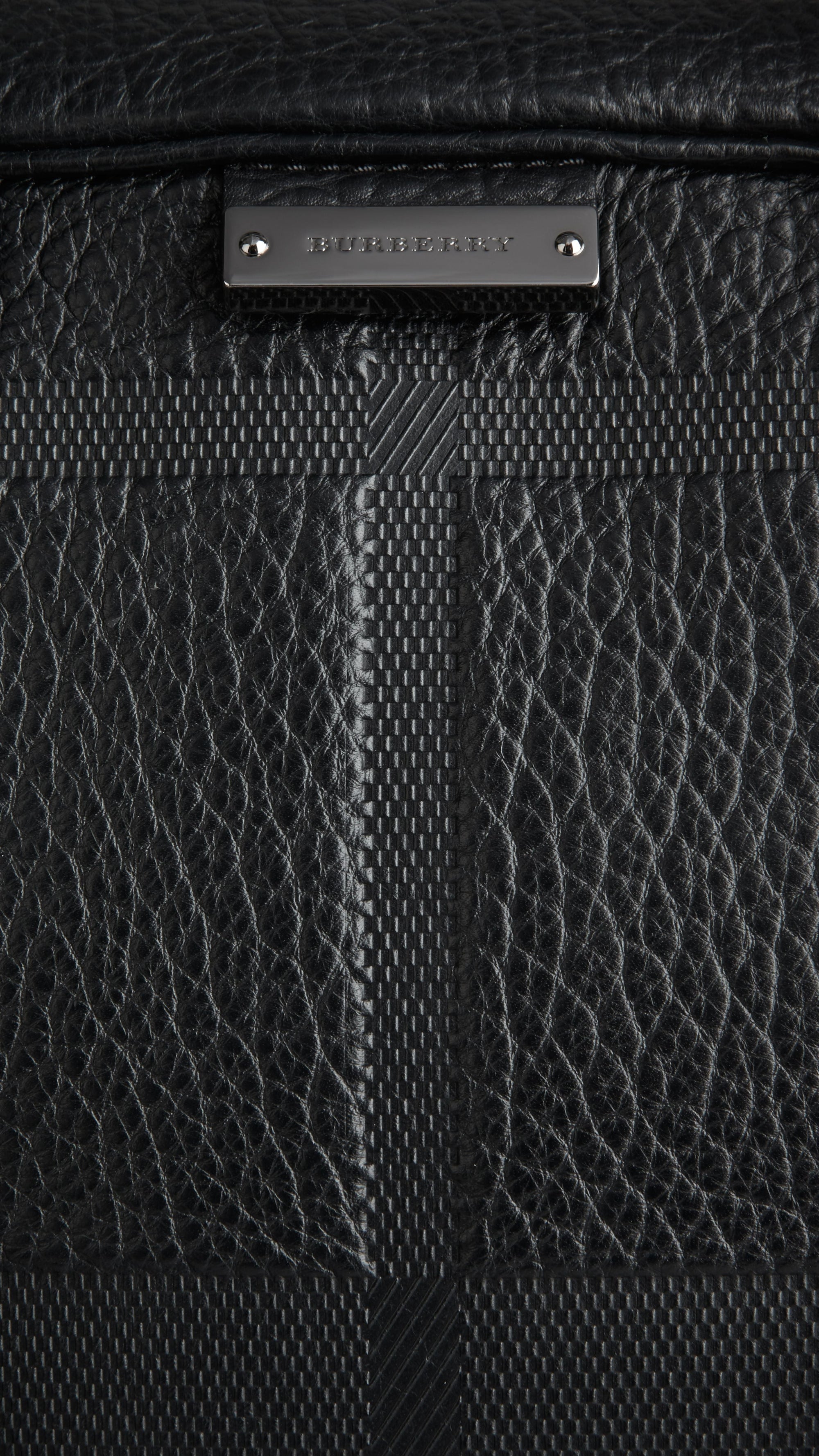 Attaché-case en cuir gravé de check en relief - Black