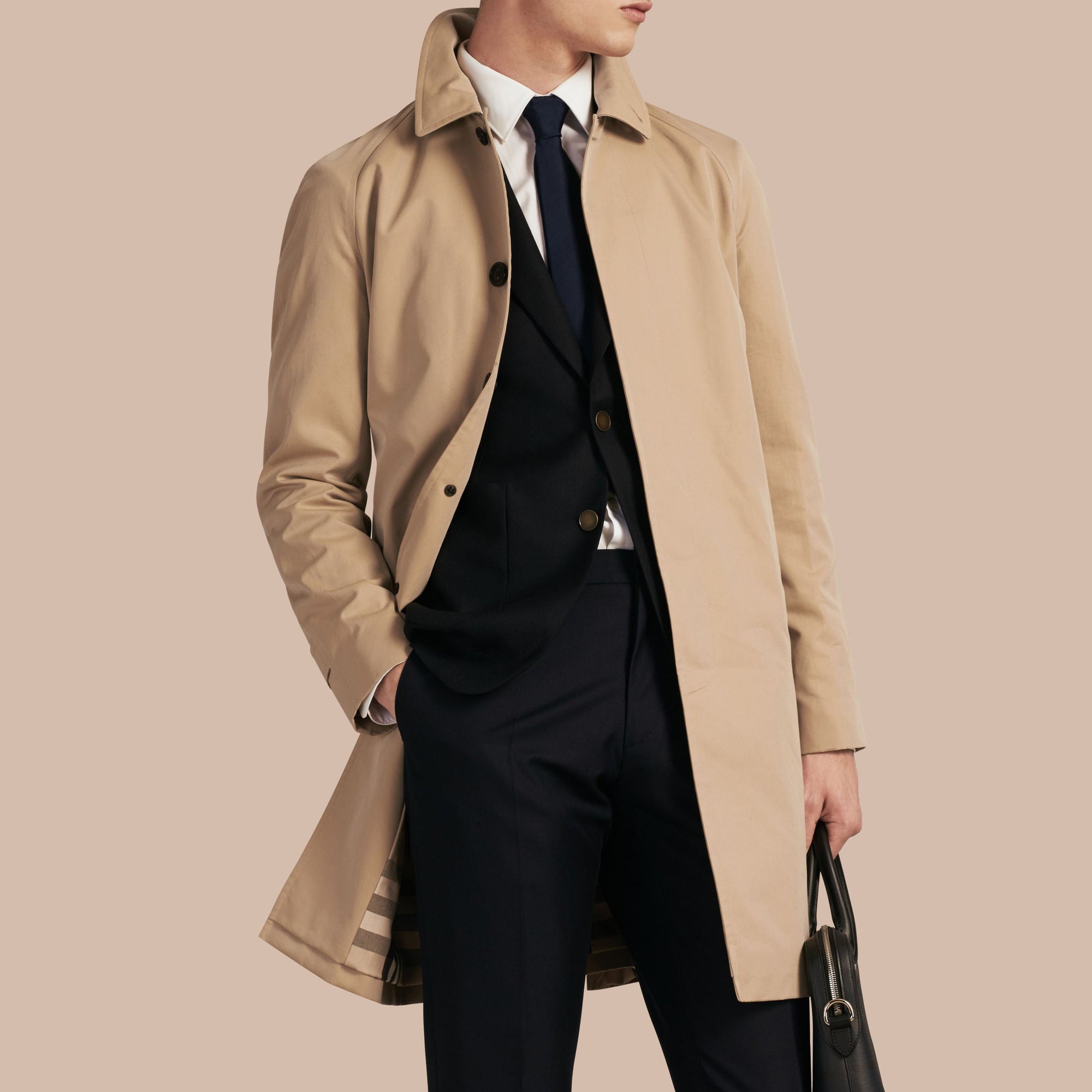 Paletot long en gabardine de coton - Honey