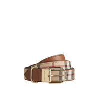 Ceinture à motif Horseferry check doublée de cuir - Honey & Tan