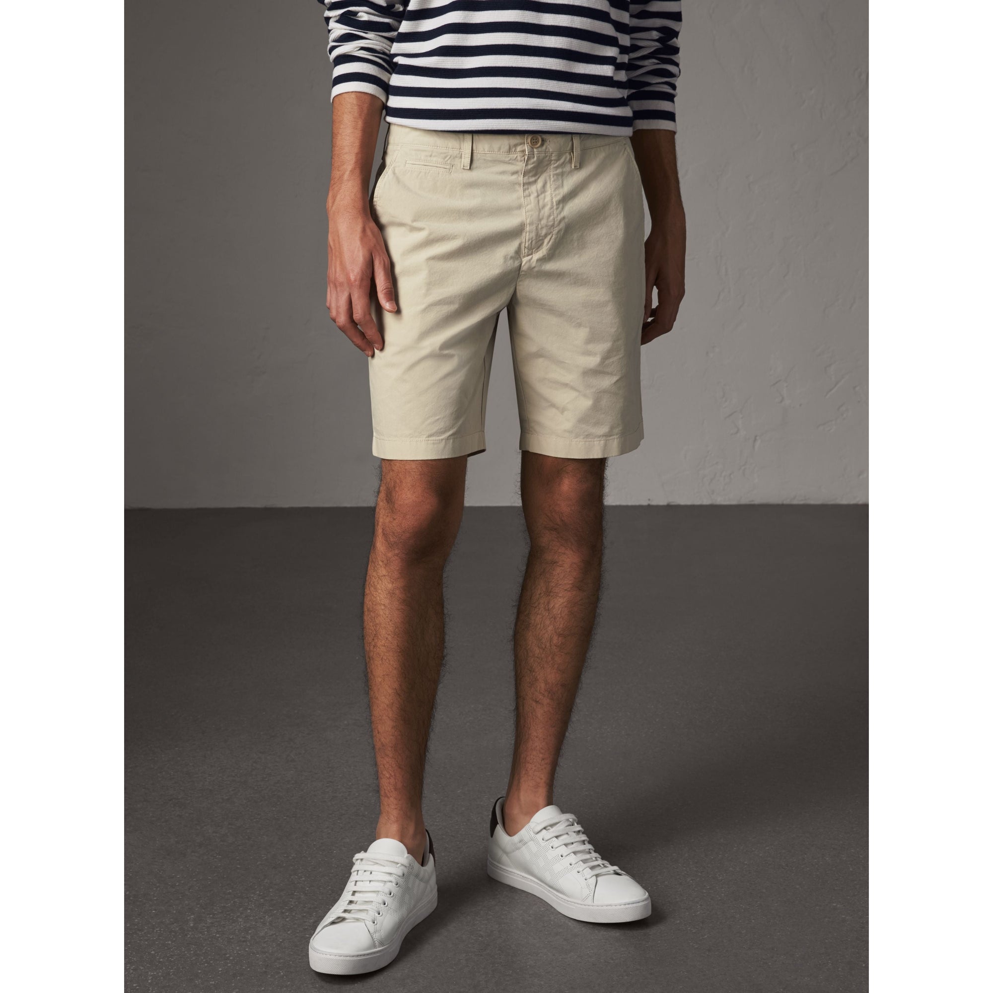 Short chino en popeline de coton - Stone