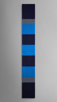 Écharpe en maille gaufrée de laine et cachemire - Cerulean Blue & Navy