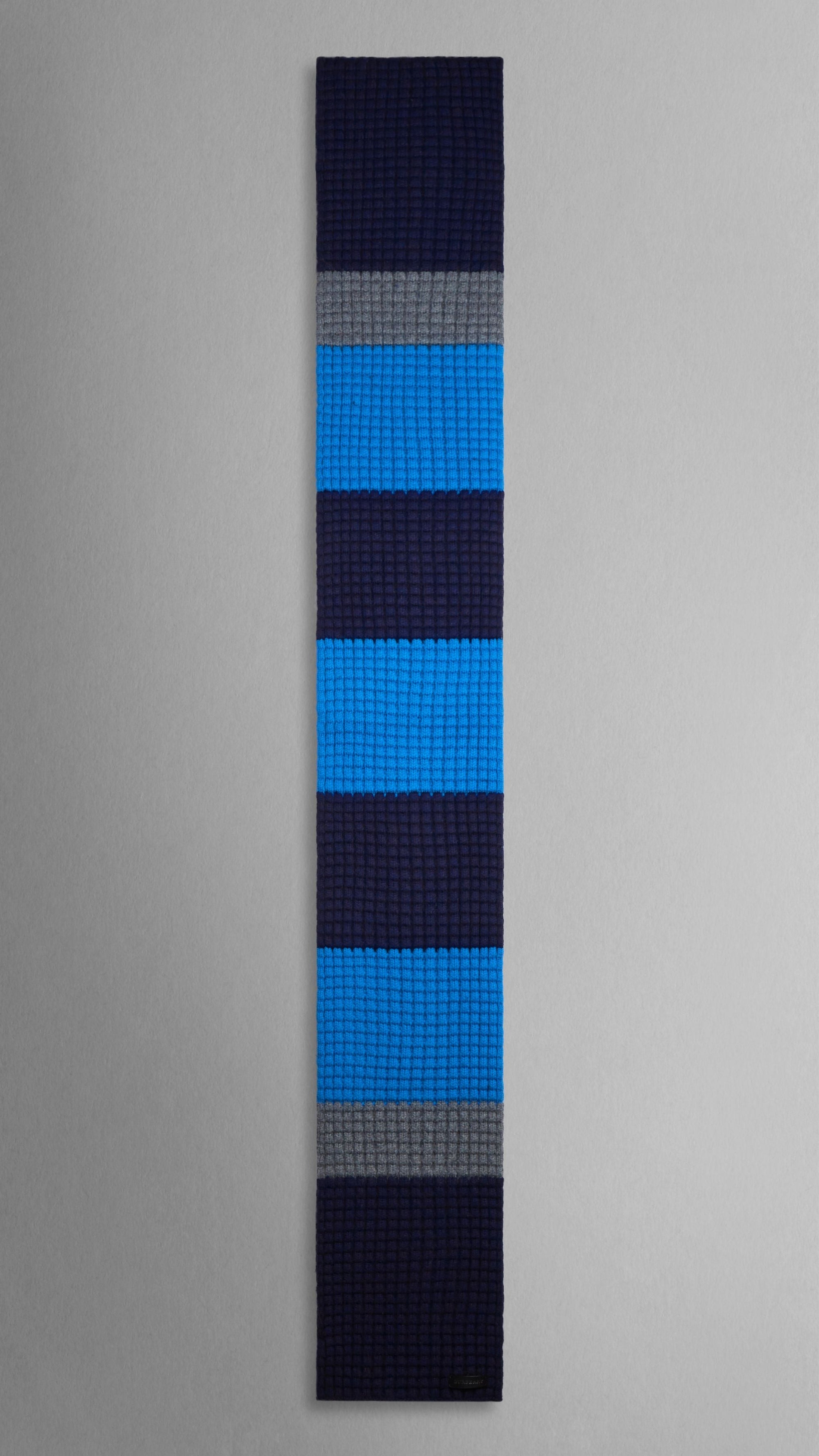Écharpe en maille gaufrée de laine et cachemire - Cerulean Blue & Navy