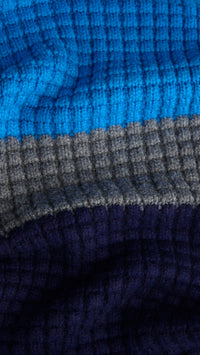 Écharpe en maille gaufrée de laine et cachemire - Cerulean Blue & Navy