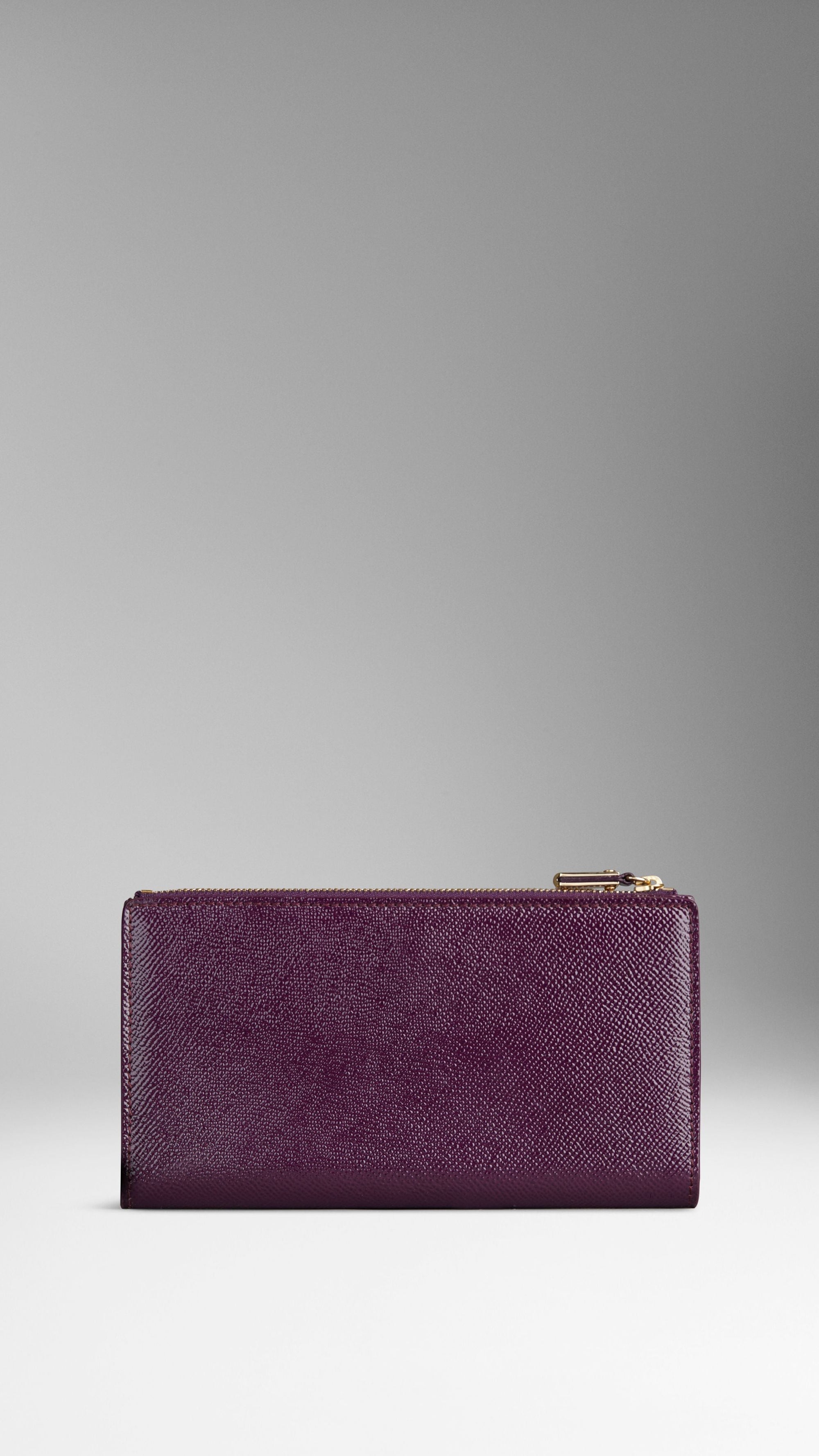 Portefeuille continental en cuir London verni - Dusty Violet