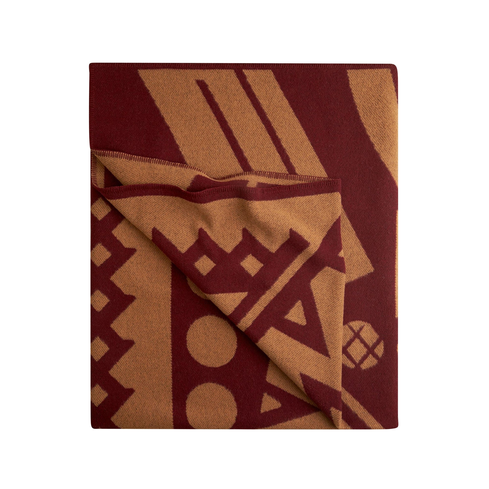 Couverture en laine et cachemire à motif graphique - Claret & Camel