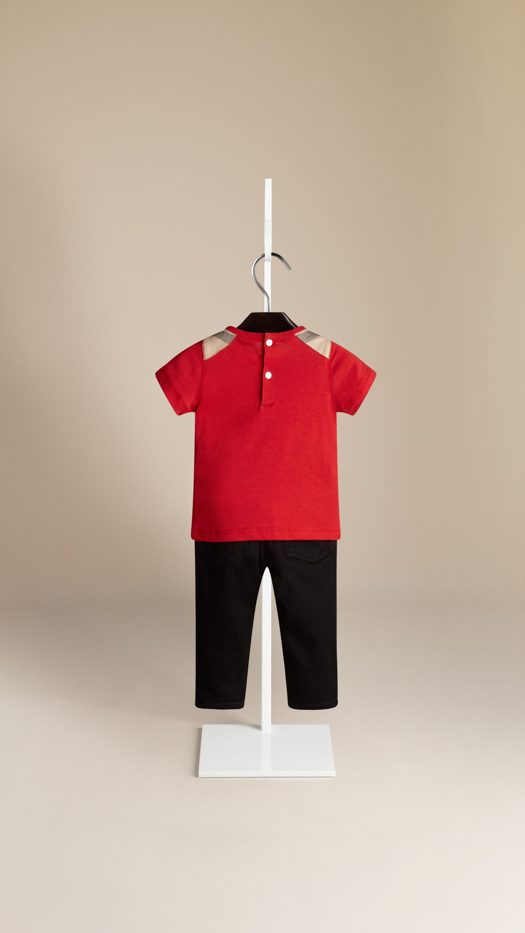 T-shirt avec touches de check - Military Red