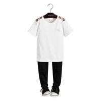 T-shirt avec check aux épaules - White