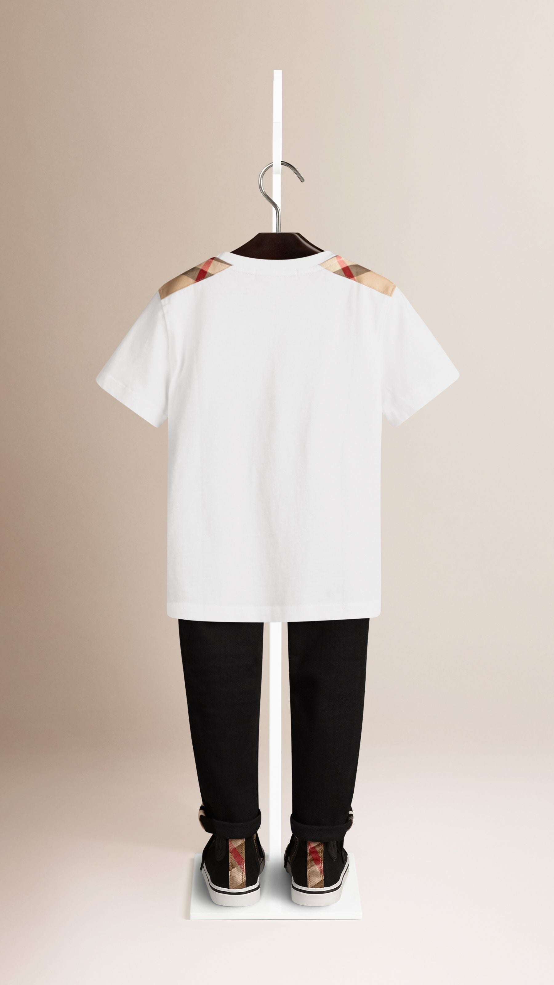 T-shirt avec check aux épaules - White