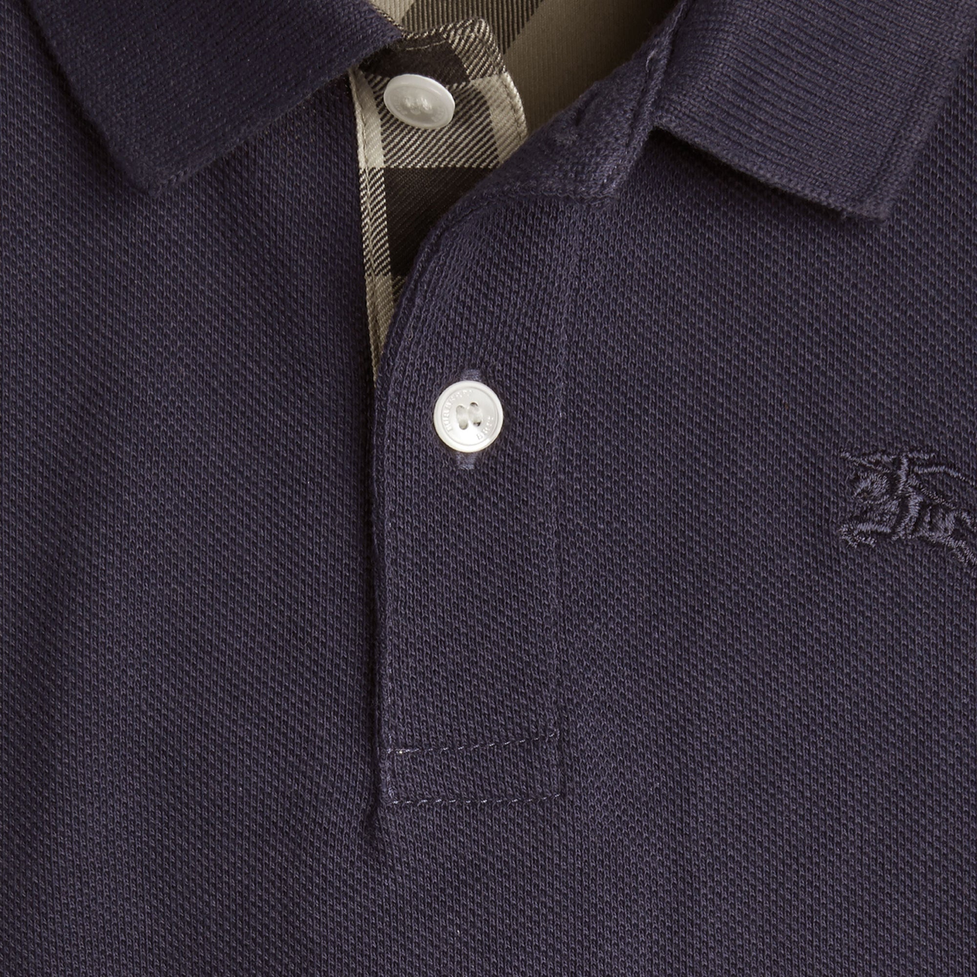 Polo avec patte à motif check - True Navy