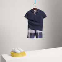 Polo avec patte à motif check - True Navy