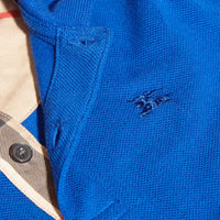 Polo avec patte à motif check - Brilliant Blue