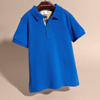 Polo avec patte à motif check - Brilliant Blue