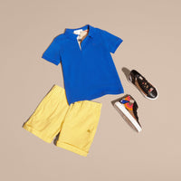 Polo avec patte à motif check - Brilliant Blue