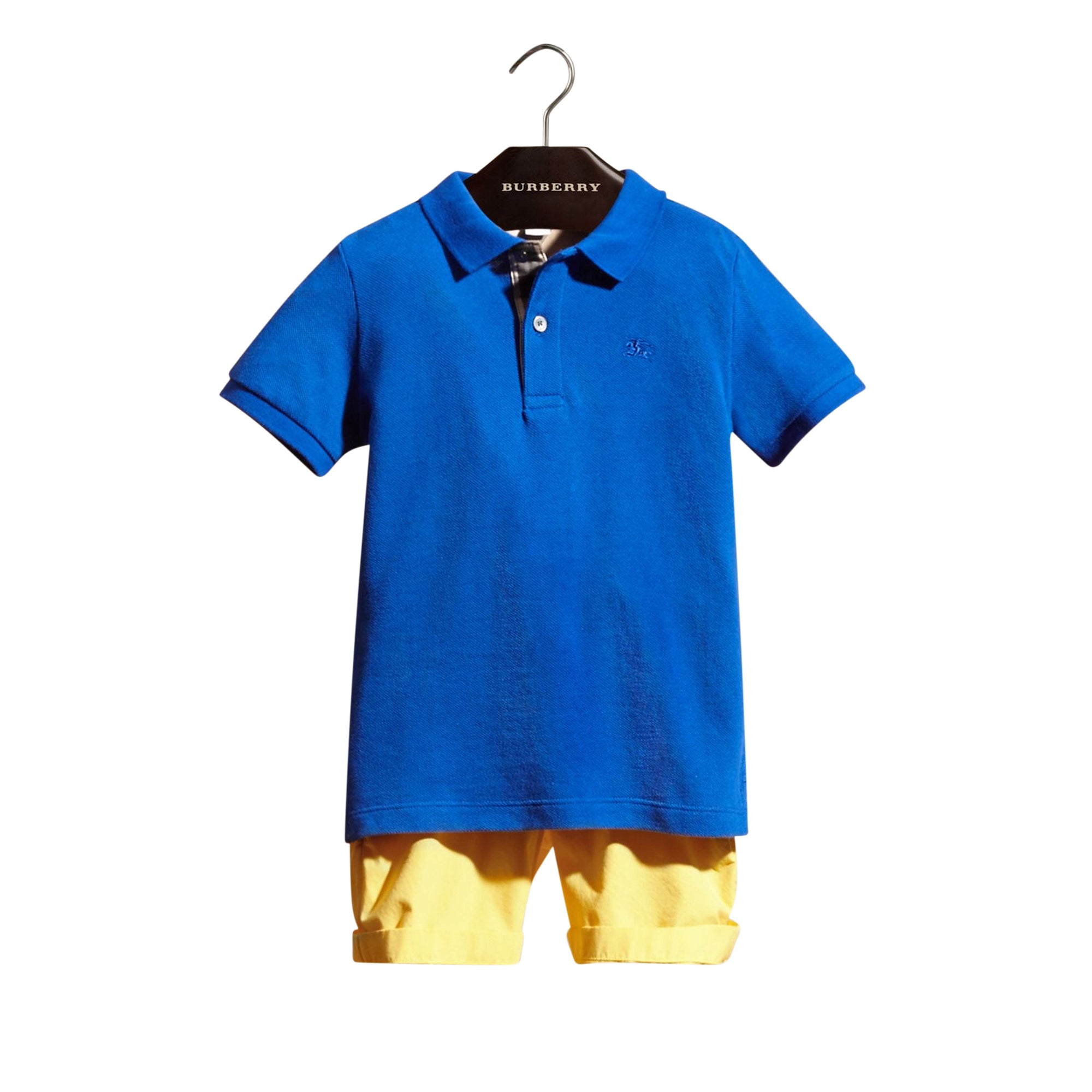 Polo avec patte à motif check - Brilliant Blue